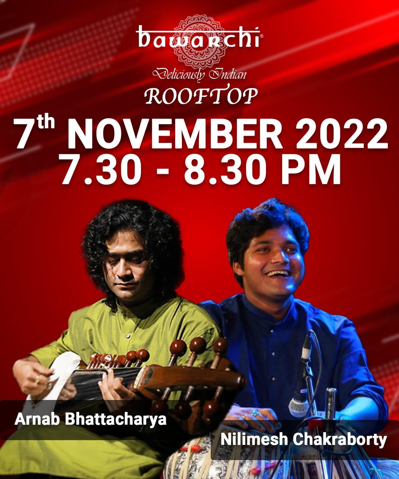 Live Concert @Bawarchi Rooftop 7th November 7.30 - 8.30 PM Arnab Bhattacharya & Nilimesh Chakraborty