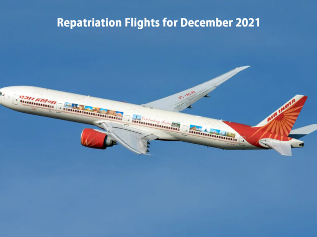 Repatriation Flights for December 2021