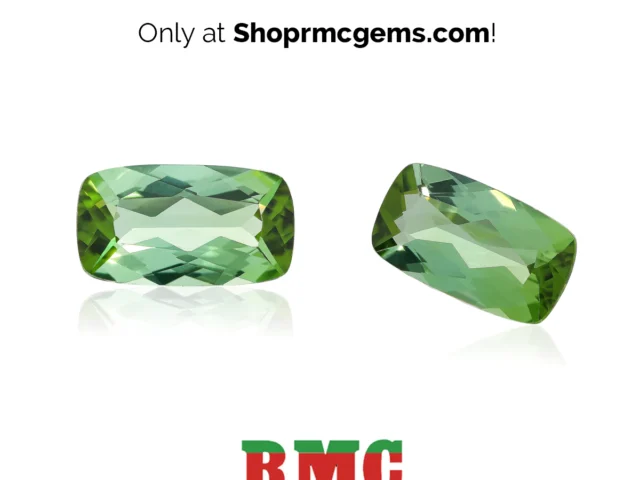 Experience the mesmerizing allure of the newest Green Tourmaline Cushion Cut from RMC – available exclusively at Shoprmcgems!