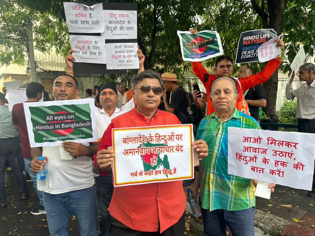 The Hindu community in Thailand organized a peaceful protest today in front of the Bangladesh Embassy in Bangkok, advocating for the safety and rights of Hindus in Bangladesh. The demonstration saw the participation of over 300 people who gathered to voice their concerns and call for an end to the atrocities against Hindus.

The protest march began at 2:30 PM from Ekamai Soi 23 and concluded at the Embassy of Bangladesh on Ekamai Road. Participants carried placards bearing powerful messages such as "Save Humanity First: Stop the Atrocities!", "Hindu Life Matters: United for Peace and Dignity!", "Speak Up, Act Now: Hindu Life Matters!", "All Eyes on Hindus in Bangladesh," "Sacred Sites Matter: Safeguard Hindu Temples/Shrines," and "Respect Hindu Temples: Sanctuaries of Peace and Heritage."

As the protest reached the embassy, the authorities permitted three representatives from the Vishva Hindu Parishad (VHP) Thailand to enter and hold discussions with the embassy head. The representatives, Susheel Shraff, Dinesh Pandey, and Jay Shankar, conveyed the concerns of the Hindu community to the embassy officials while the peaceful protesters awaited the outcome of the talks outside the gates.

The protest was conducted in a calm and orderly manner, reflecting the community's commitment to peaceful advocacy. The Hindu community in Thailand remains united in its efforts to support the protection of Hindu lives and cultural heritage in Bangladesh.

*About VHP Thailand:*
The Vishva Hindu Parishad (VHP) Thailand is a socio-cultural organization dedicated to the preservation of Hindu values and culture. The organization actively engages in humanitarian efforts and advocates for the rights and dignity of Hindus worldwide.