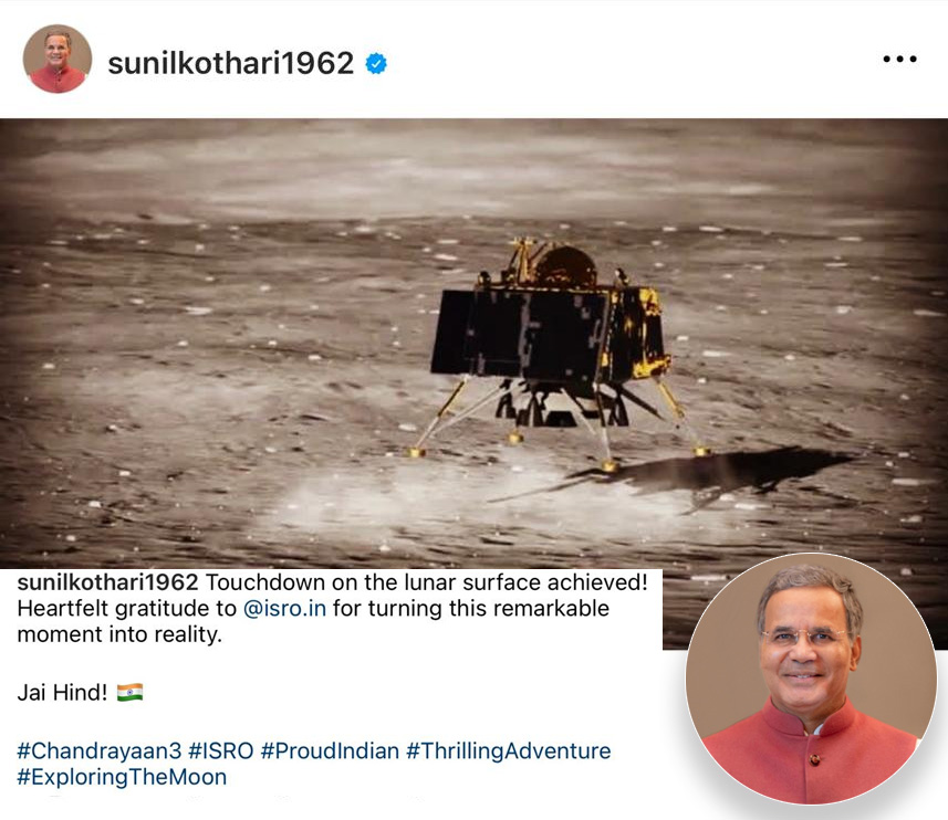 Sunil Kothari Celebrates Chandrayaan-3’s Lunar Triumph: A Businessman & Philanthropist’s Salute to Scientific Achievement