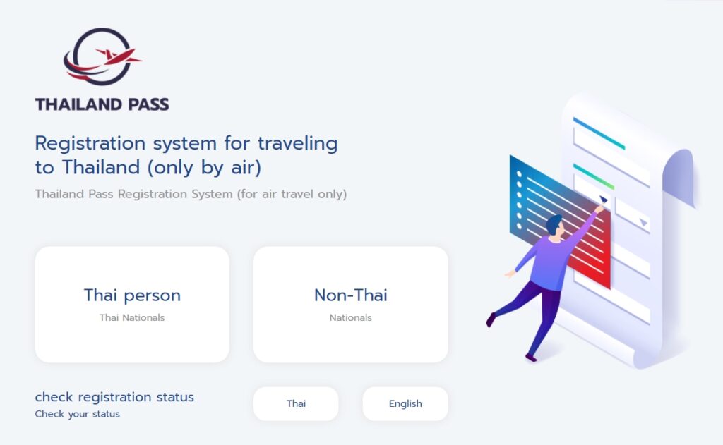 Registration system for traveling to Thailand