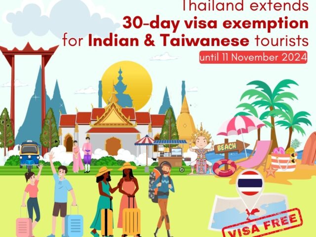 Thailand extends 30-day visa exemption for Indian & Taiwanese tourists until November 2024